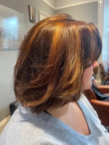 Copper and caramel bob colour