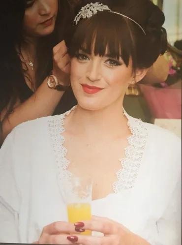 Bride with tiara and bridal robe