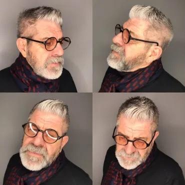 Men's silver textured cut — four angles
