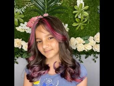 Kids pink and purple highlights with waves