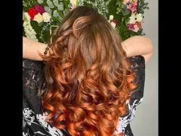 Copper ombré waves against floral backdrop